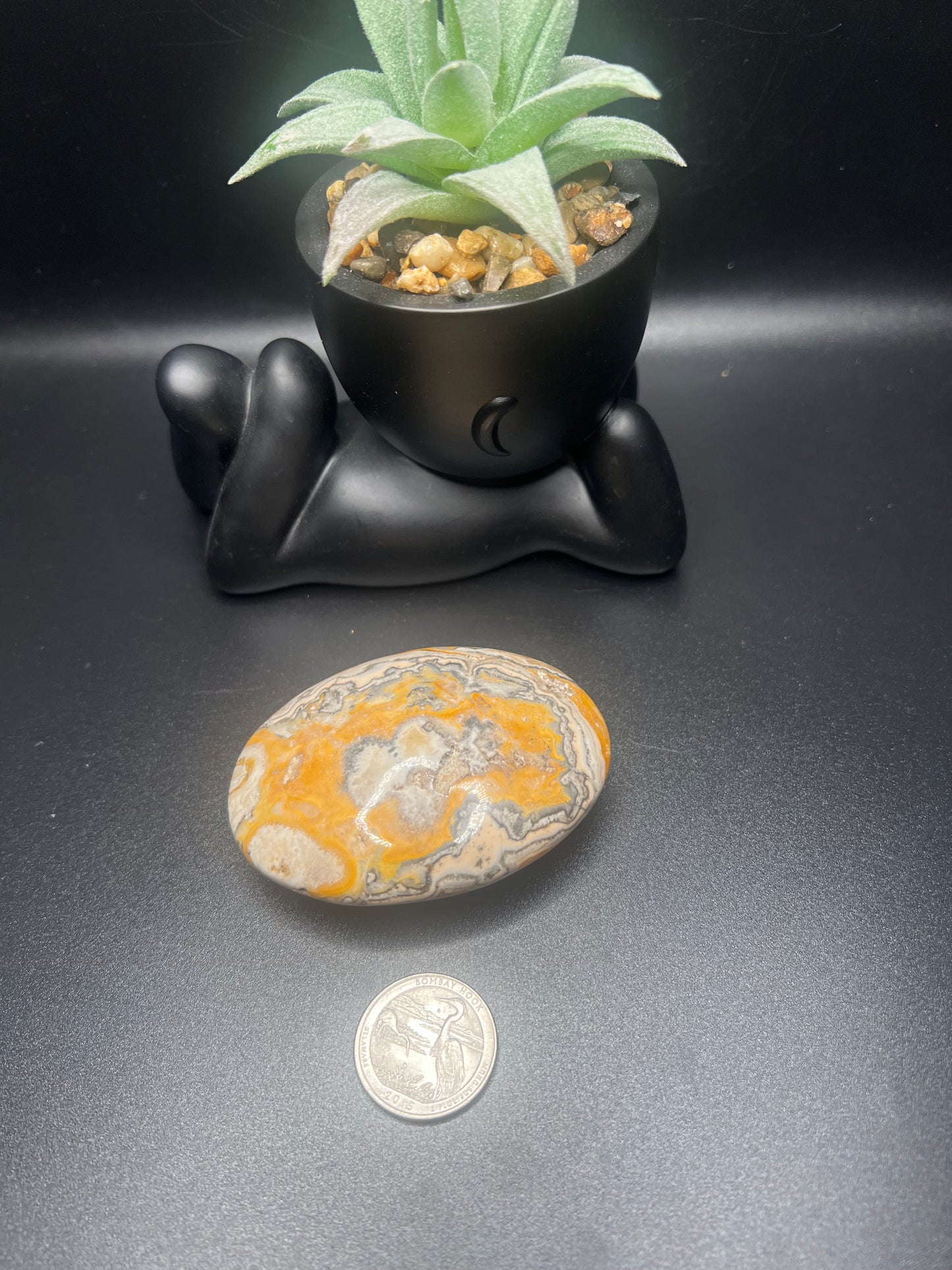 Orange Aragonite Palm Stone