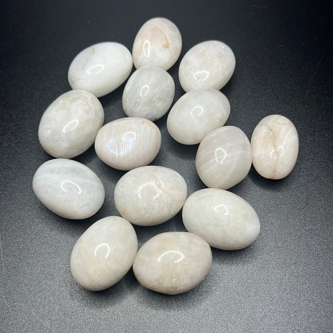 White Moonstone Polished Tumbles
