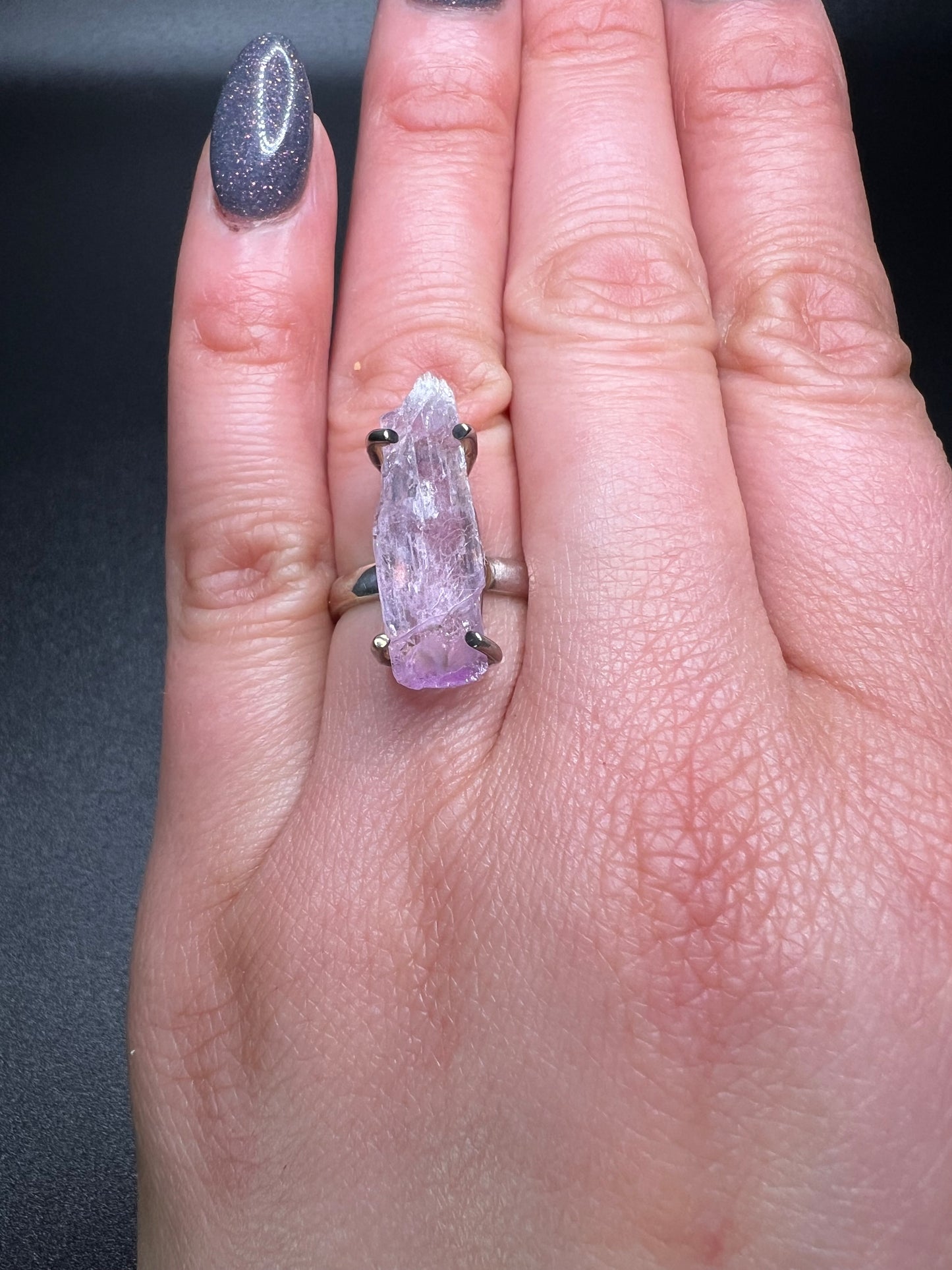 Pink Raw Kunzite Ring