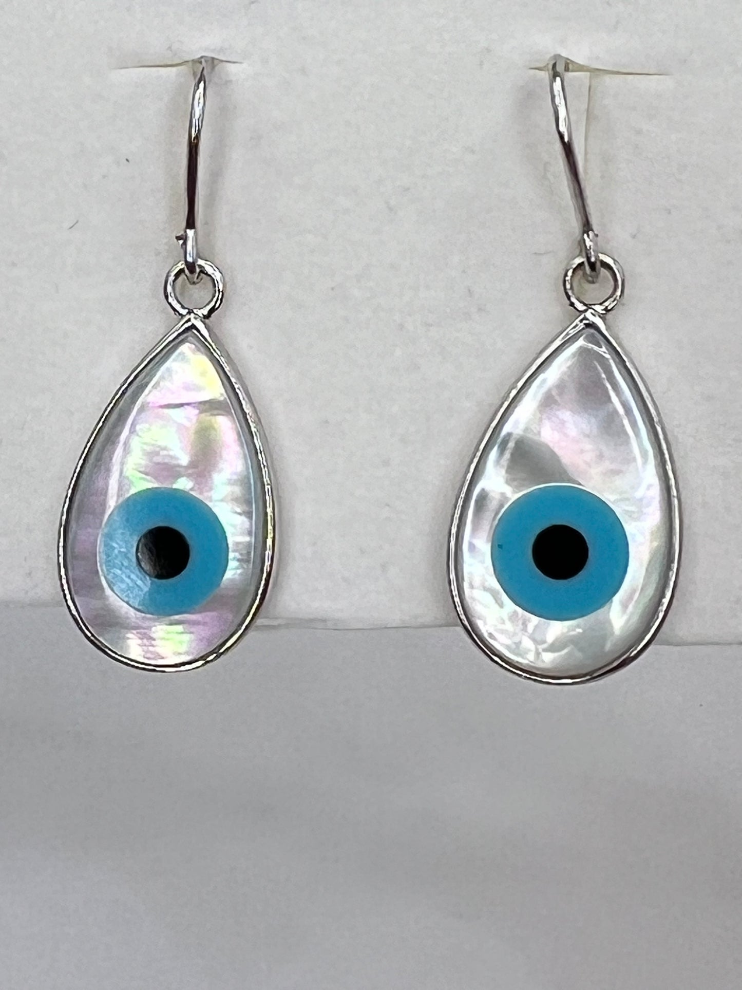 Mother of Pearl Evil Eye Earrings