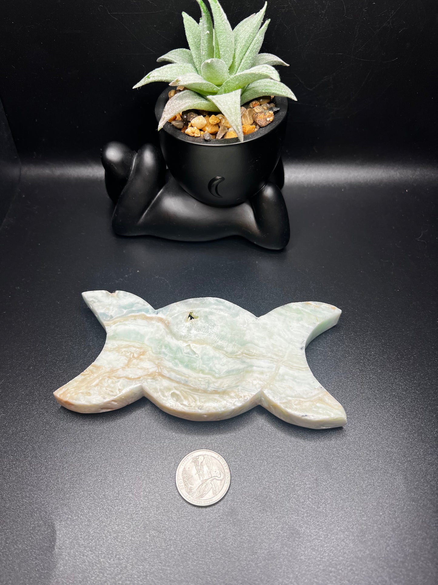 Caribbean Calcite Triple Moon Bowl