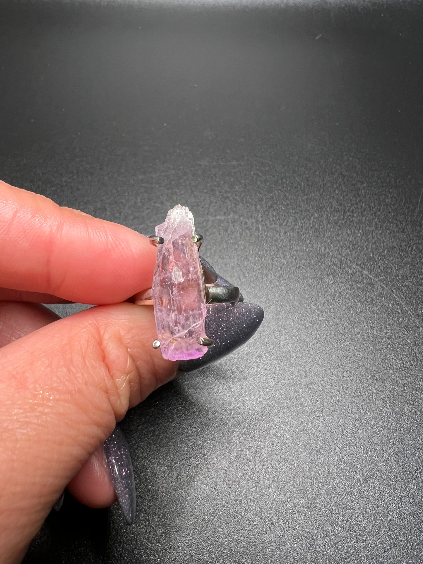 Pink Raw Kunzite Ring