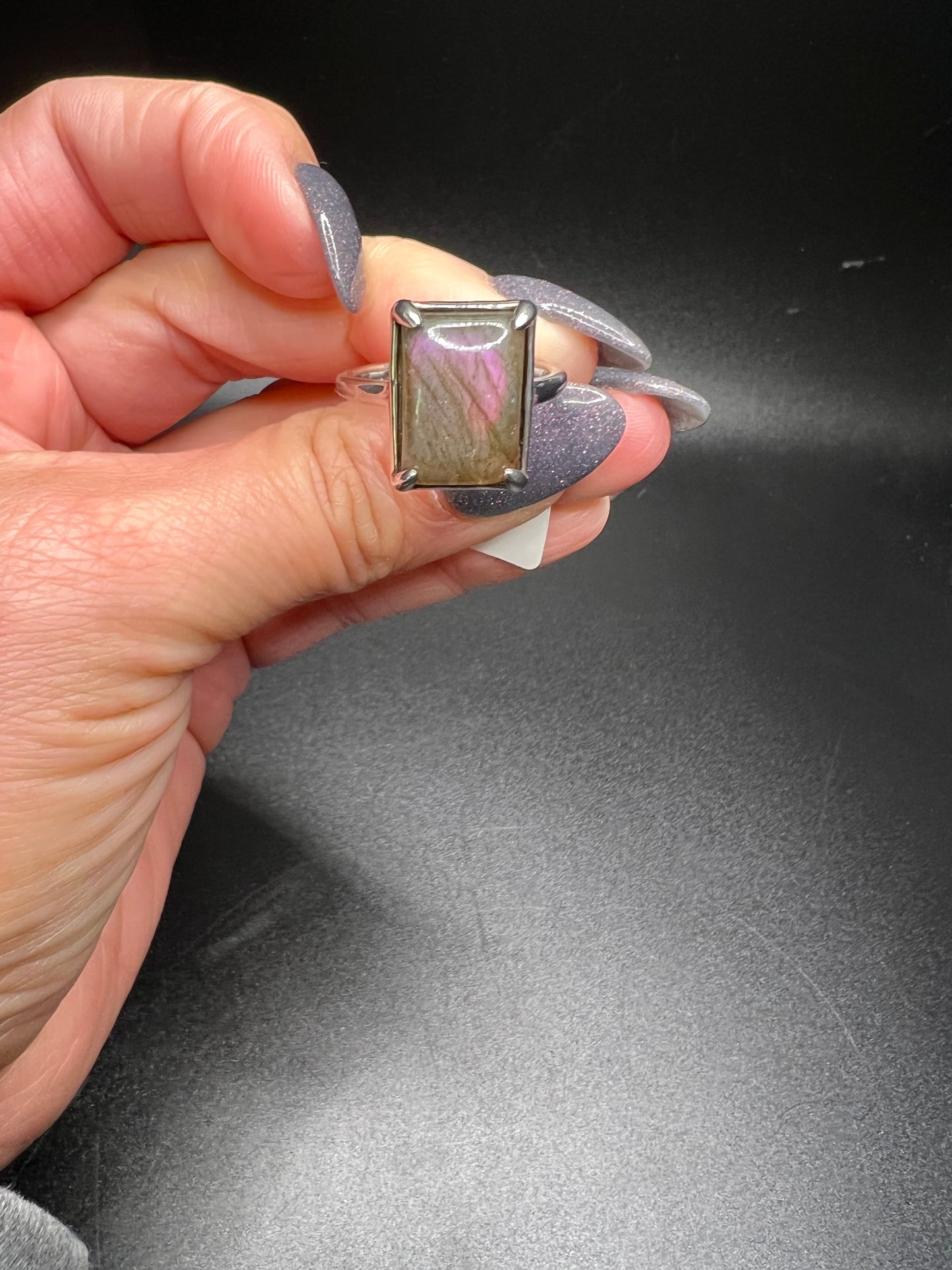 Purple Flash Labradorite Ring