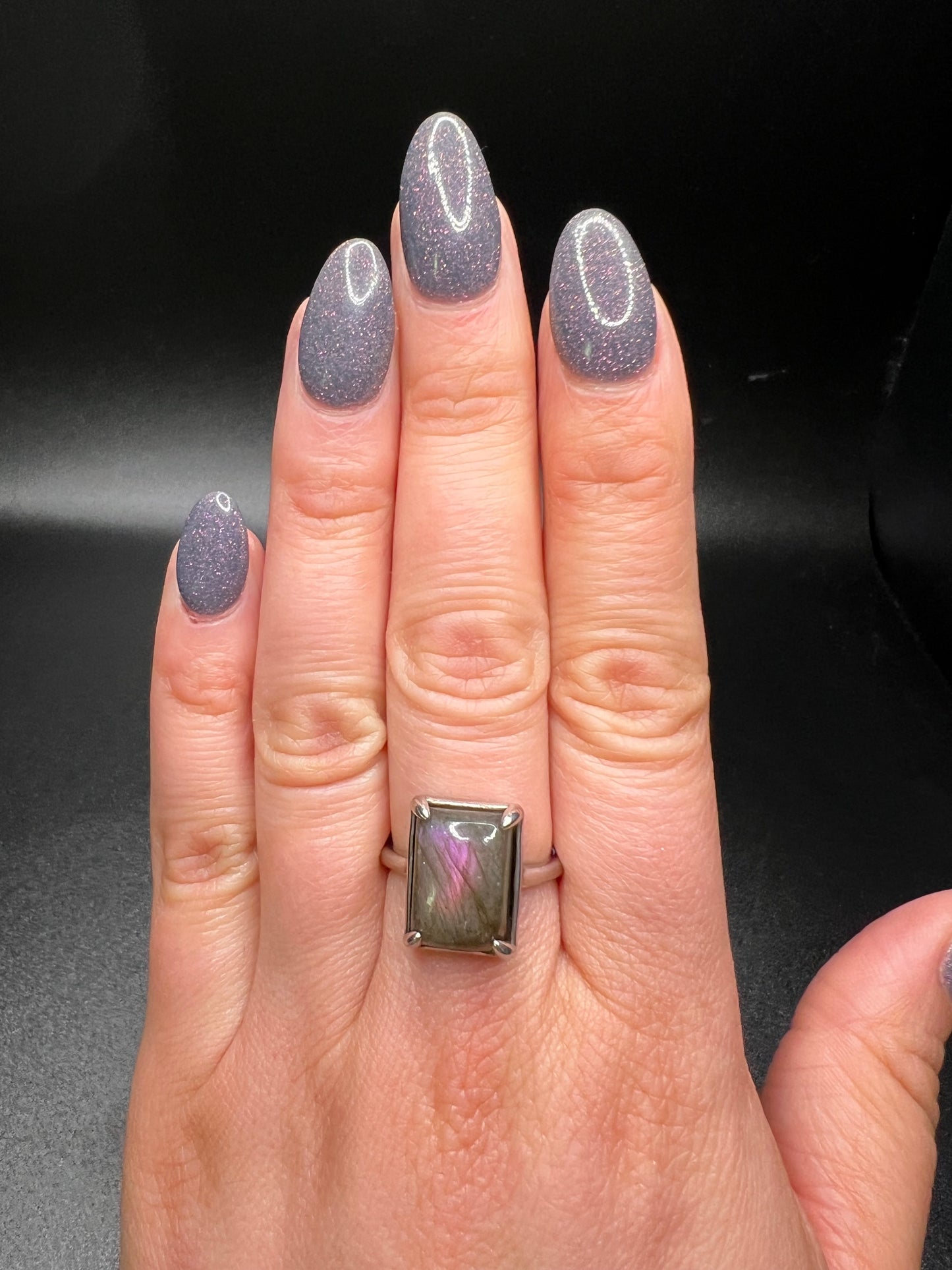 Purple Flash Labradorite Ring