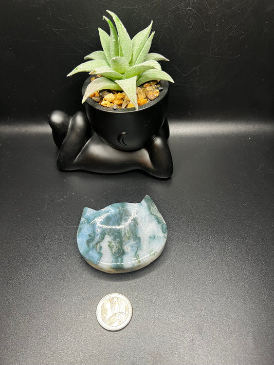 Moss Agate Cat Bowl