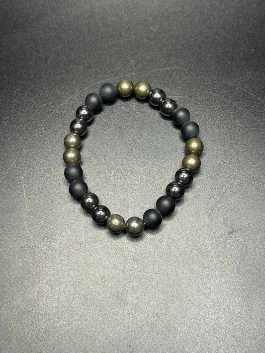 Shungite, Hematite, & Pyrite Mixed Bracelet