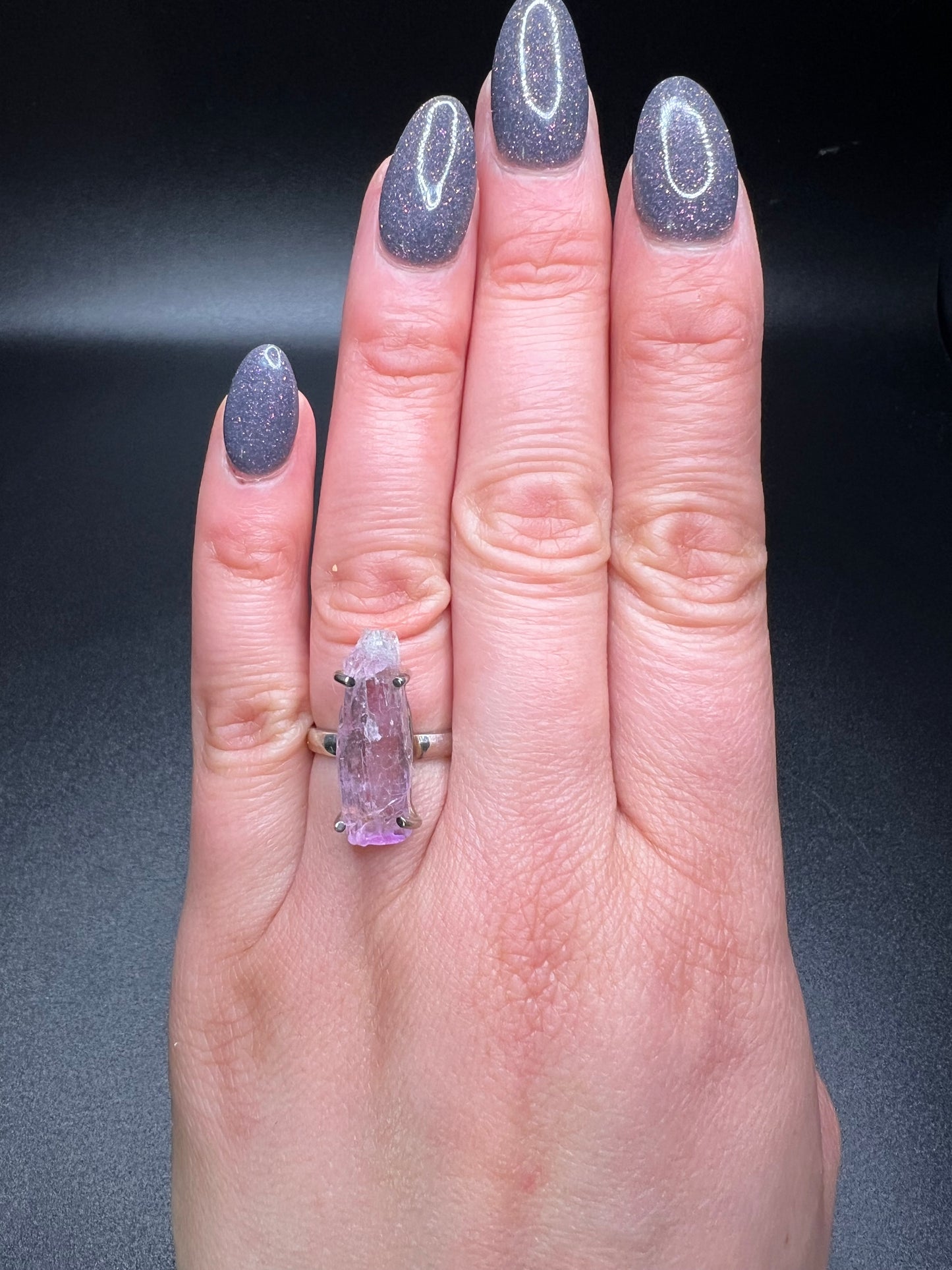 Pink Raw Kunzite Ring