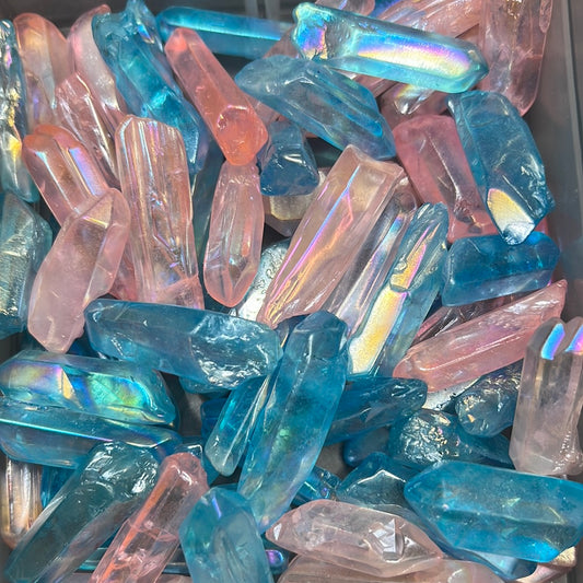 Pink & Blue Aura Polished Tumbles