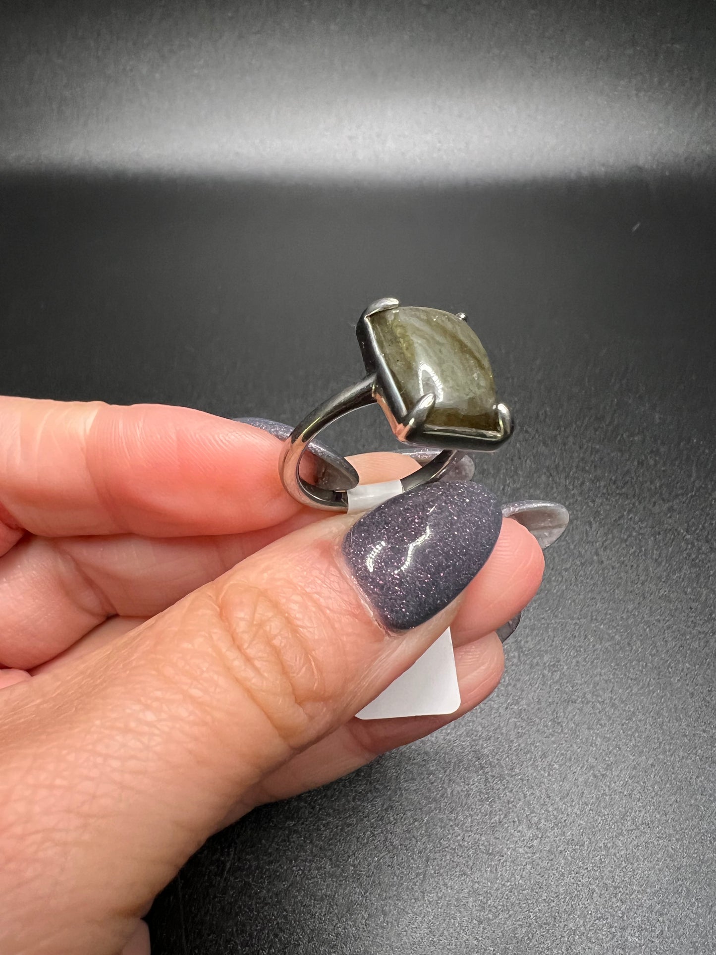 Purple Flash Labradorite Ring